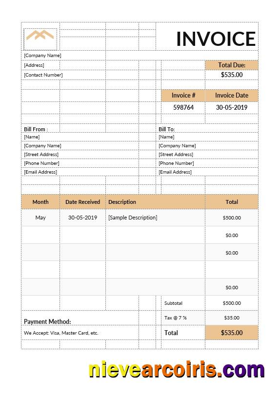 Monthly Rent Invoice